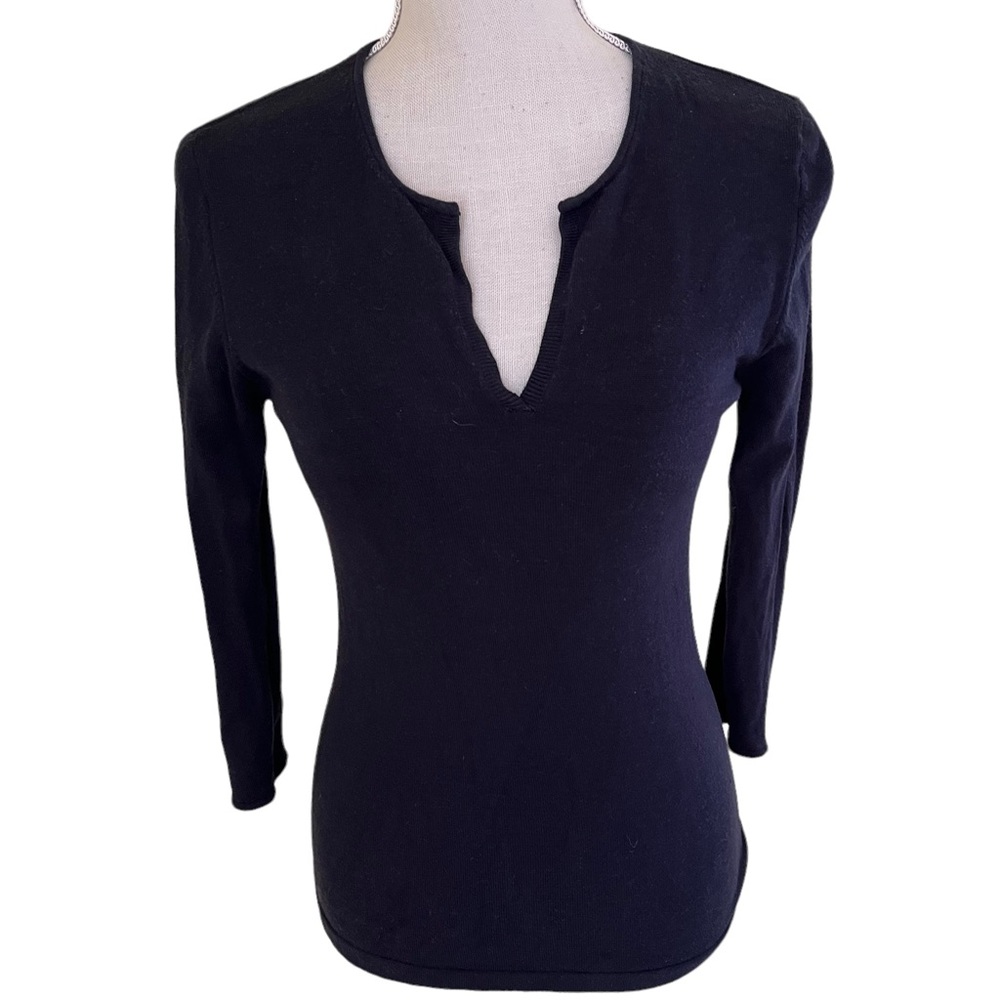 Banana Republic Deep Navy Blue Split Neck Silk Blend Sweater S